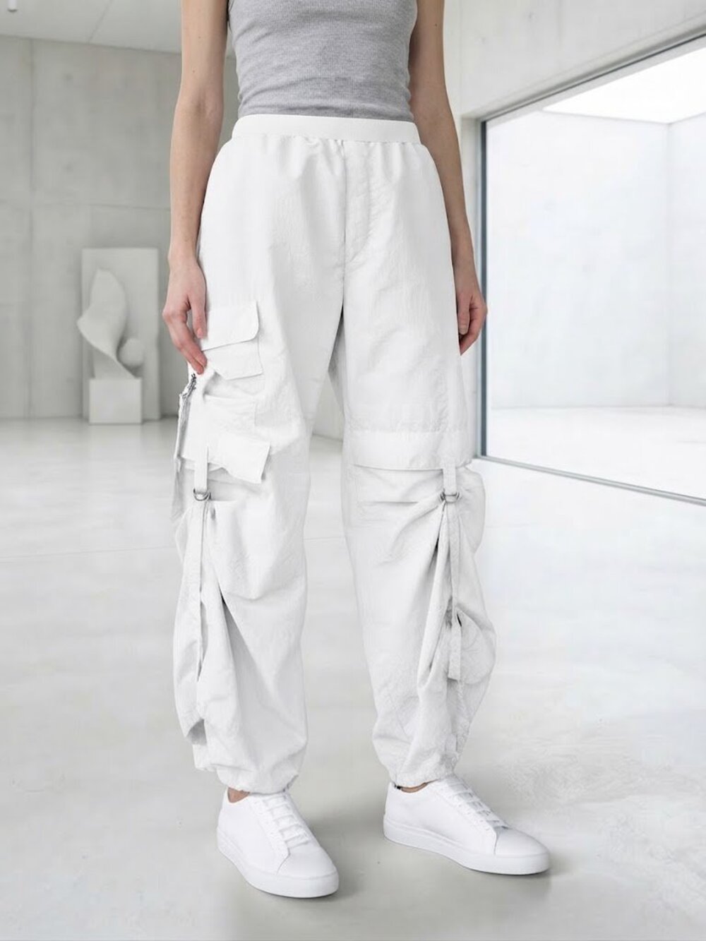 Zara Off-White Cargo Jogger Pants